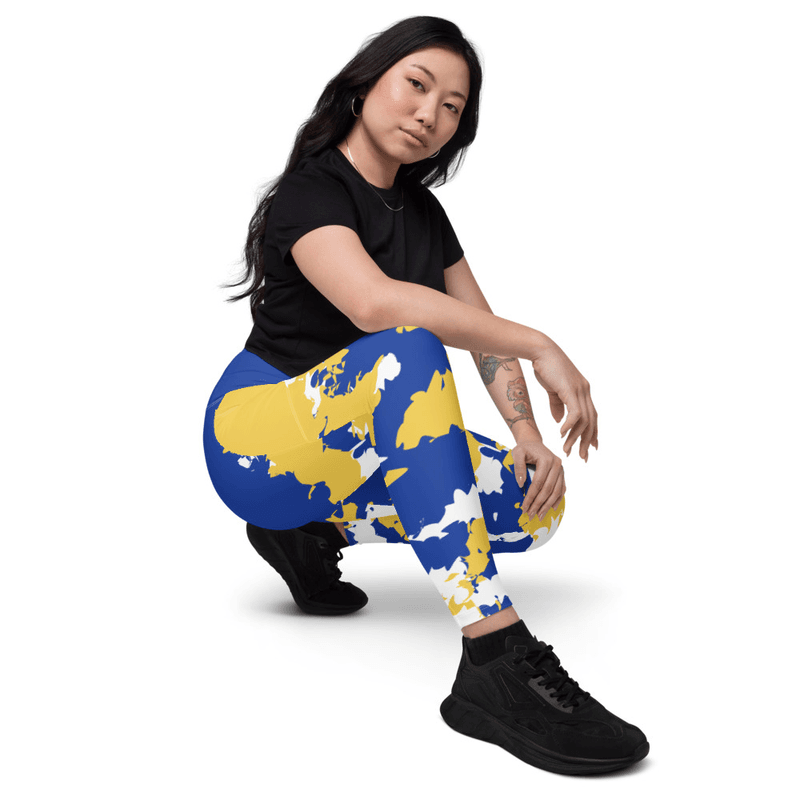 Kicxs Leggings With Pockets - Blue/Yellow/White Camo