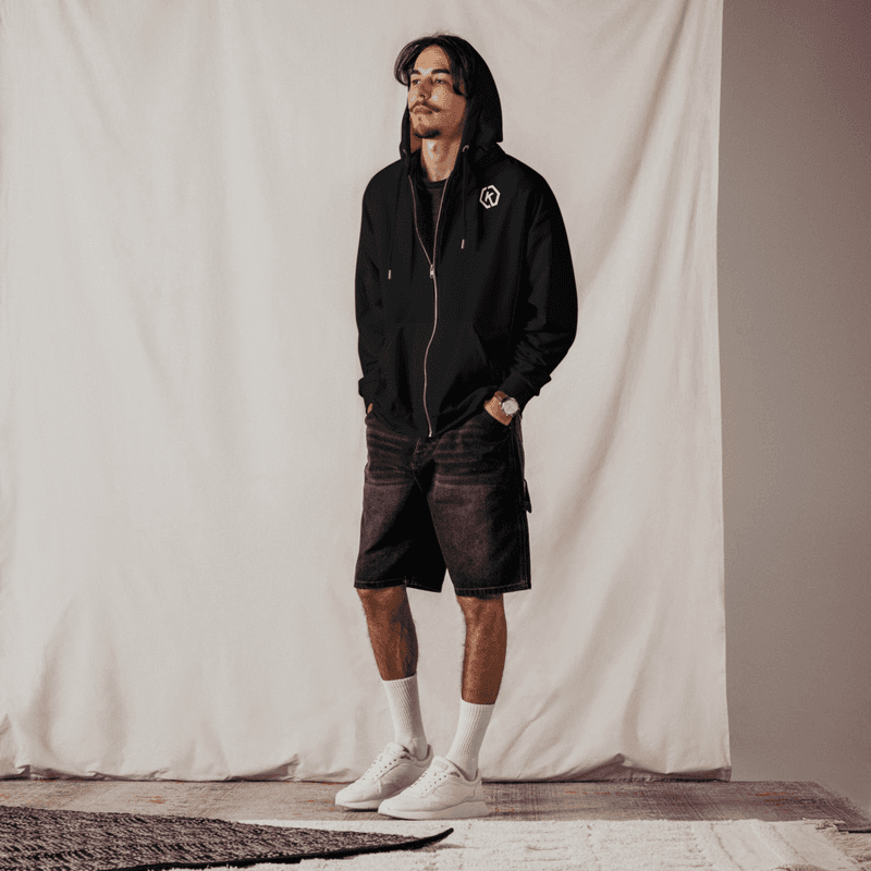 Kicxs Unisex Zip-Up Hoodie - Black/Gold