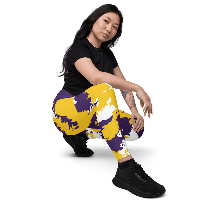 Kicxs Leggings With Pockets - Purple/Yellow/White Camo