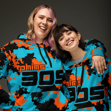 Phins 305 Unisex Hoodie - Aqua/Orange/Black 5
