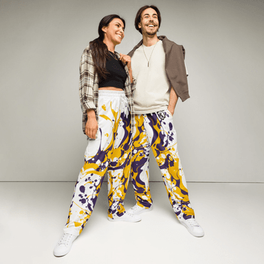 Kicxs Wide-Leg Joggers - Purple/Yellow/White 1