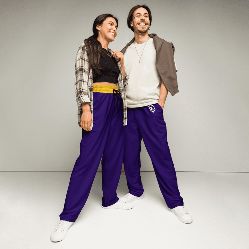 Kicxs Wide-Leg Joggers - Purple/Yellow