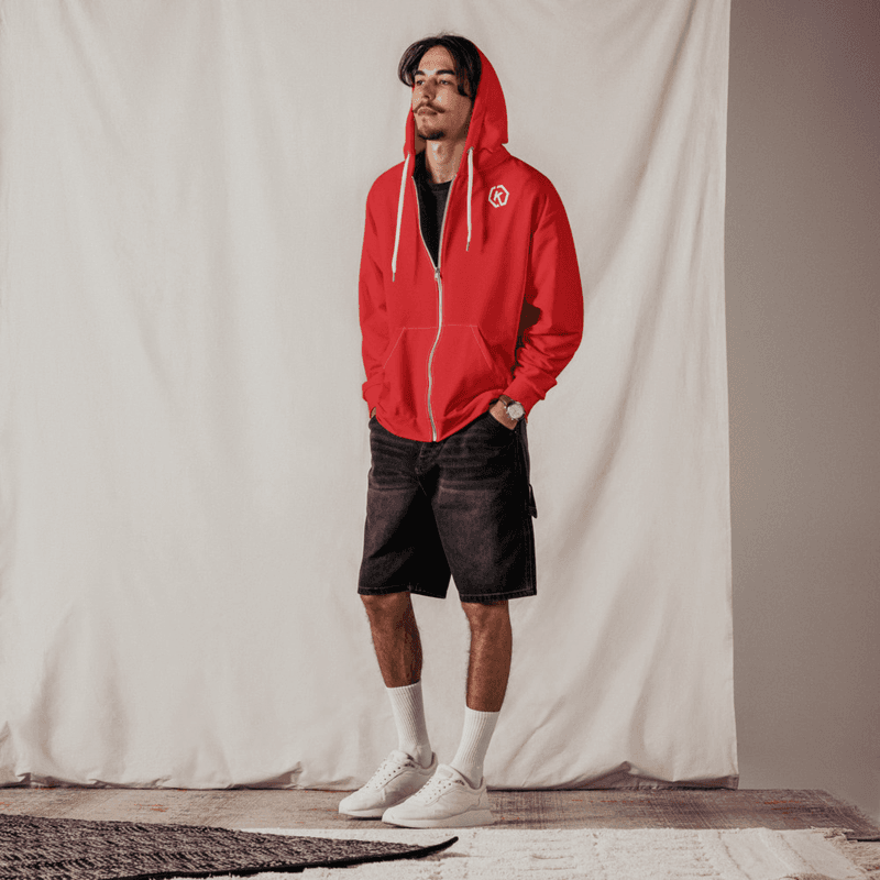 Kicxs Unisex Zip-Up Hoodie - Red/Yellow