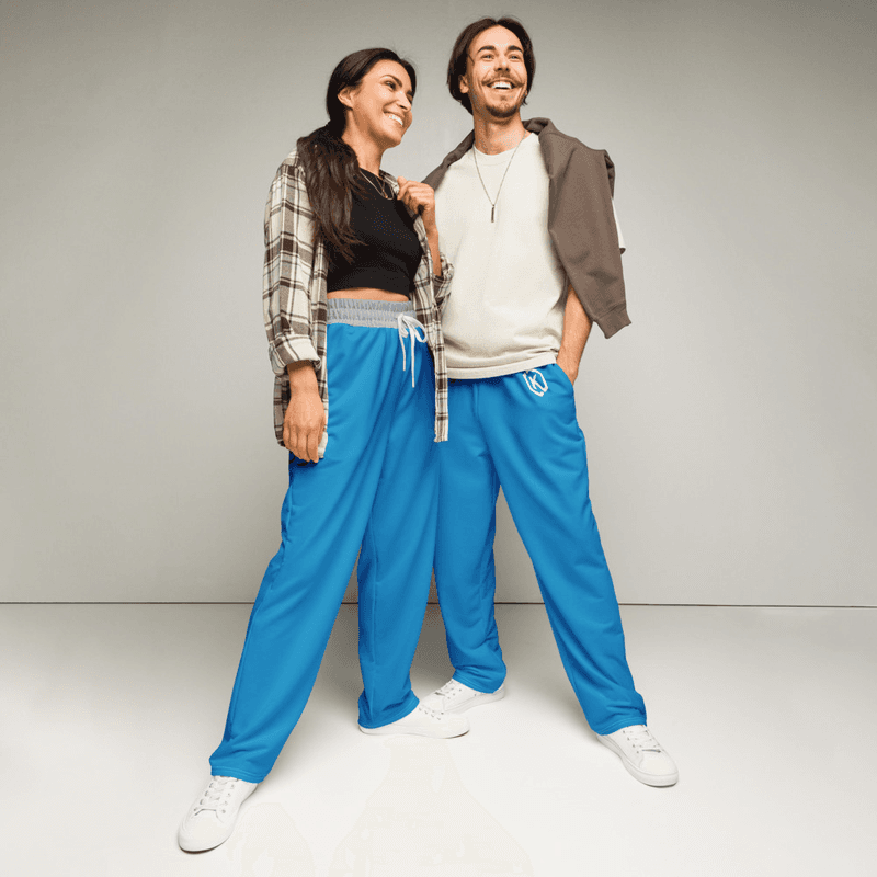 Kicxs Wide-Leg Joggers - Lt Blue/Silver