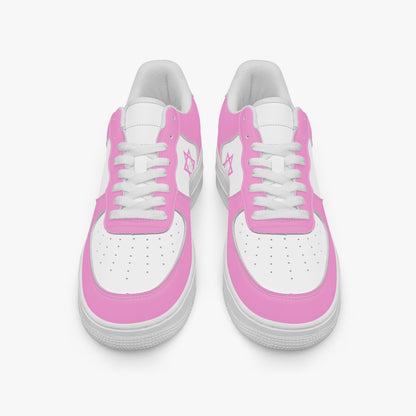 Star Of David Pink Low-Top Leather Sports Sneakers