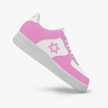 Star Of David Pink Low-Top Leather Sports Sneakers