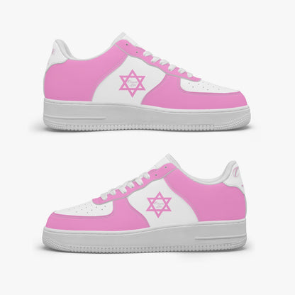 Star Of David Pink Low-Top Leather Sports Sneakers