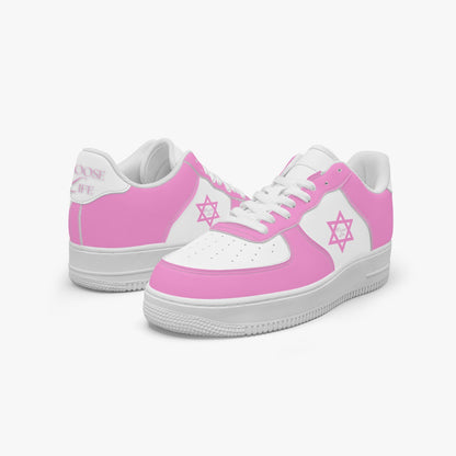 Star Of David Pink Low-Top Leather Sports Sneakers