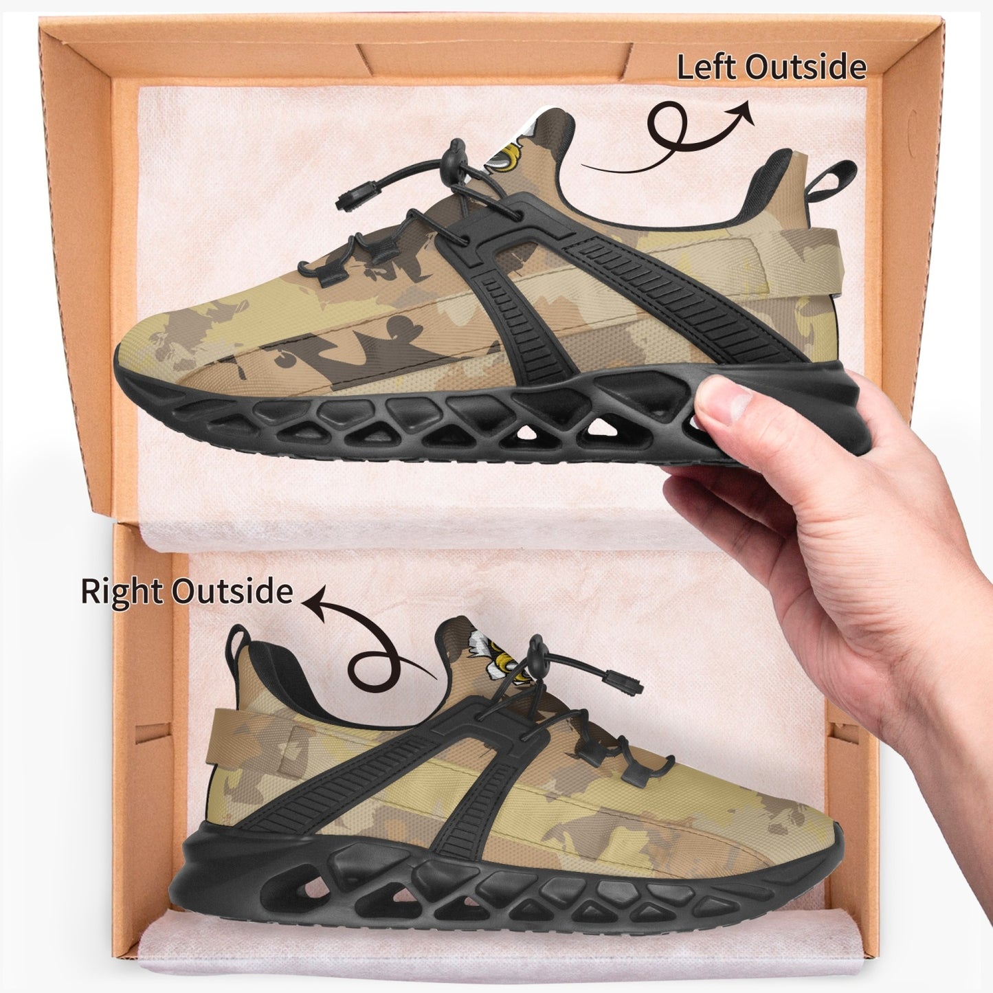 Kicxs Camouflage Mesh Running Shoes - Tan