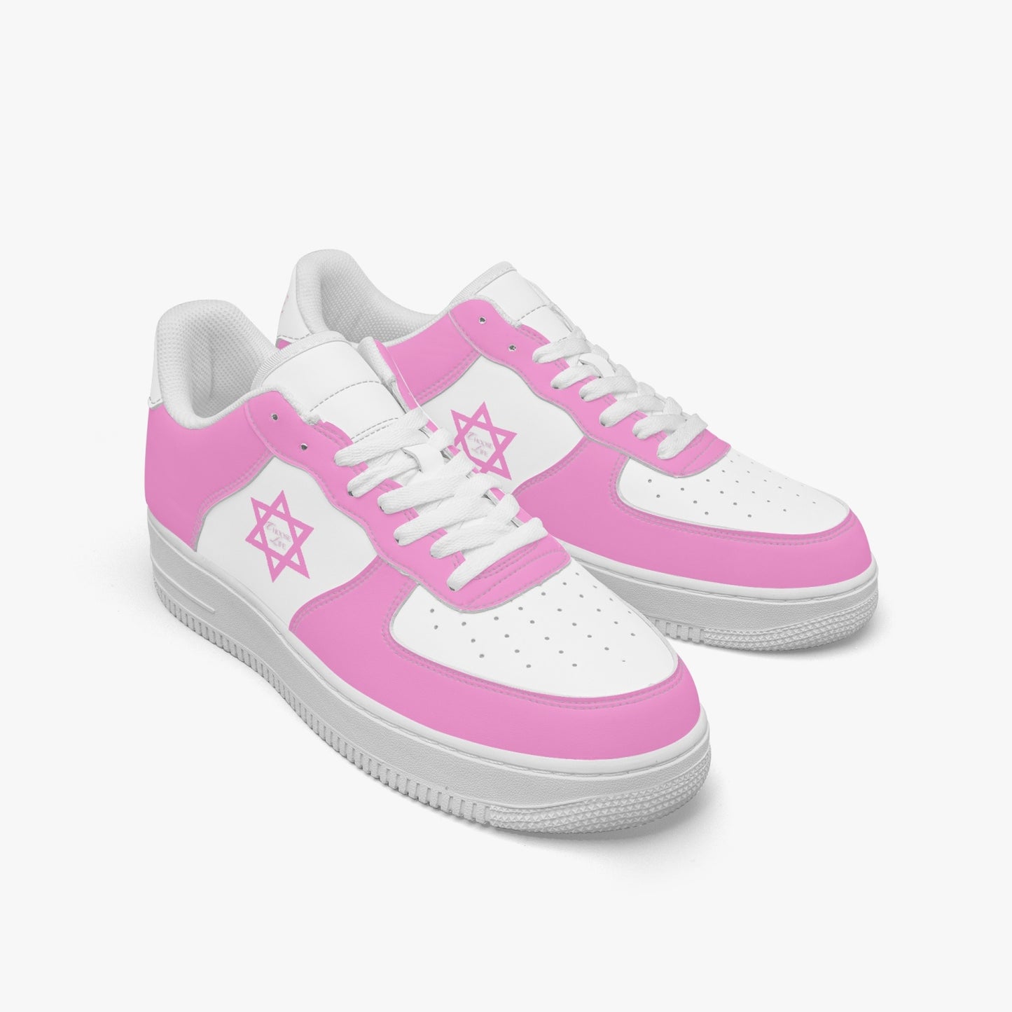 Star Of David Pink Low-Top Leather Sports Sneakers