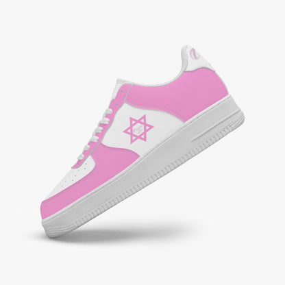 Star Of David Pink Low-Top Leather Sports Sneakers