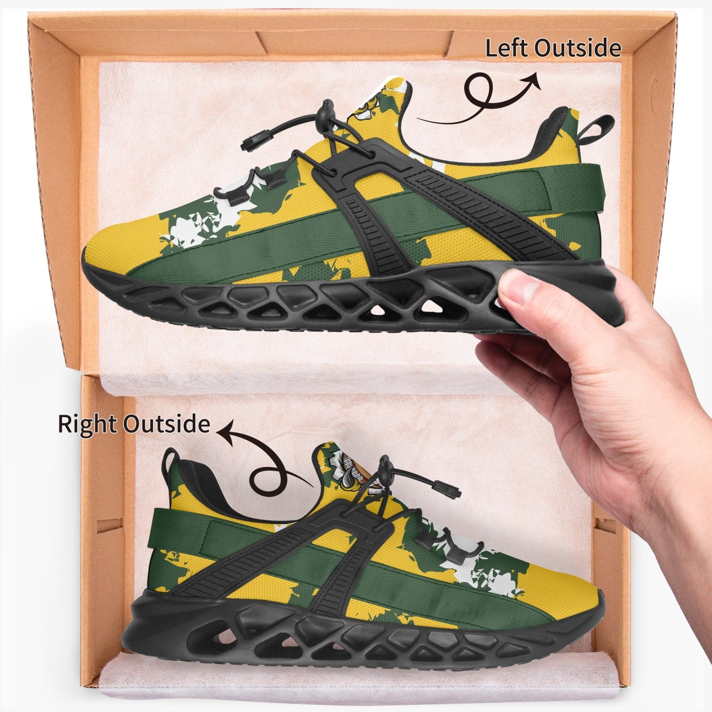 Kicxs Packers Camo Mesh Running Shoes