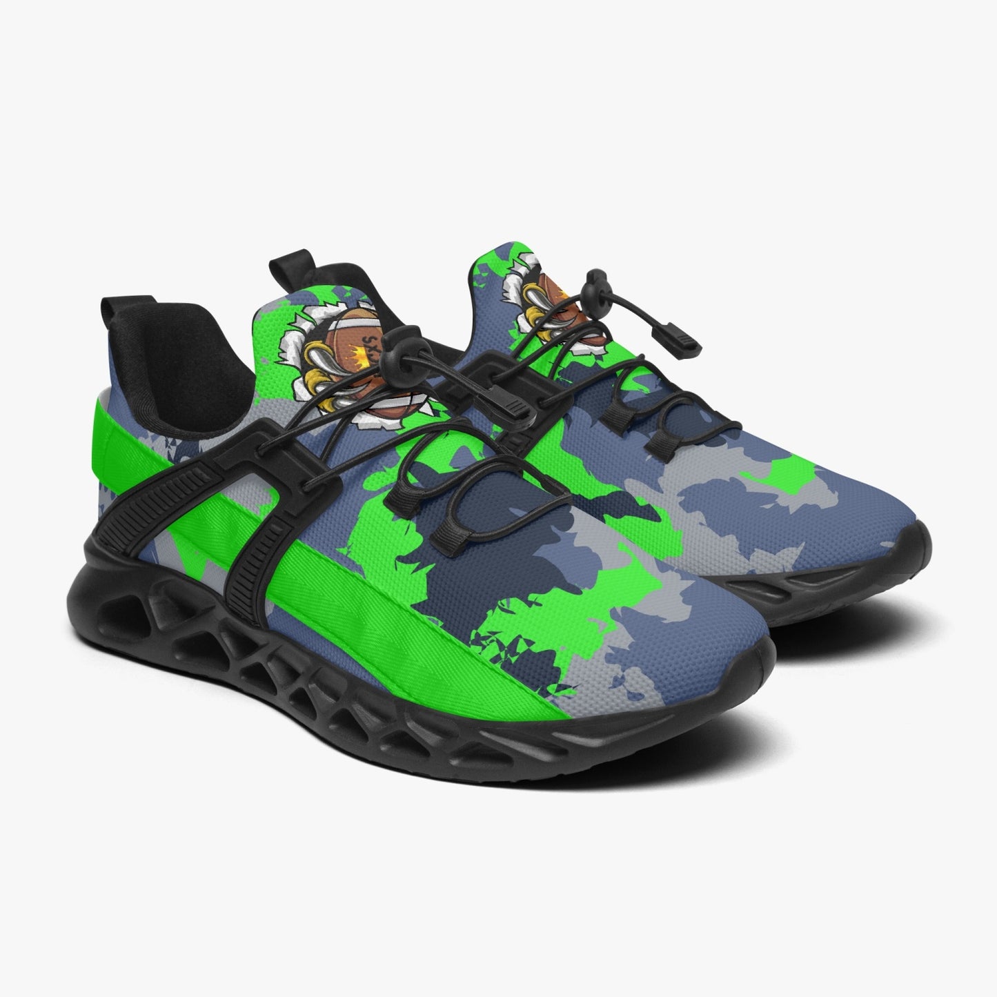 Kicxs Seahawks Camo Mesh Running Shoes